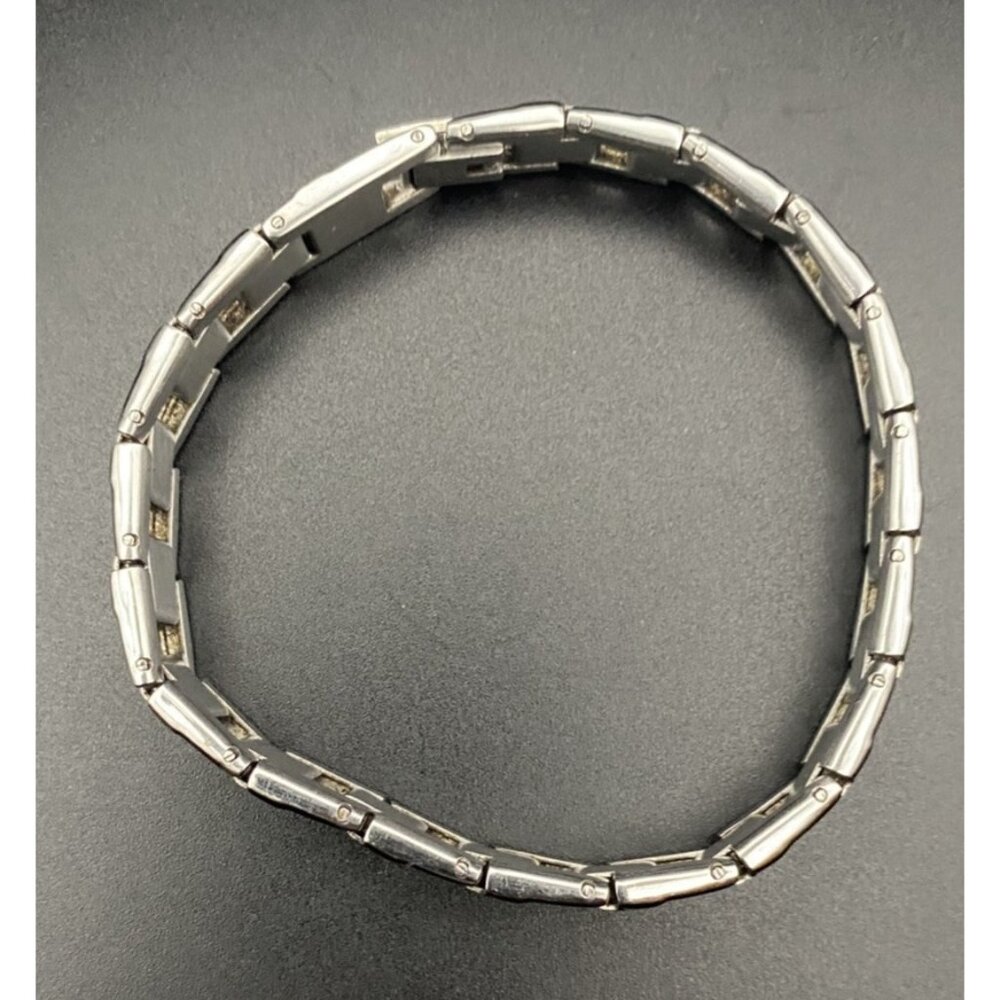 Unisex Open Link Bracelet  Stainless Steel Black Silver 7.75" ID Style Classic - Picture 7 of 8